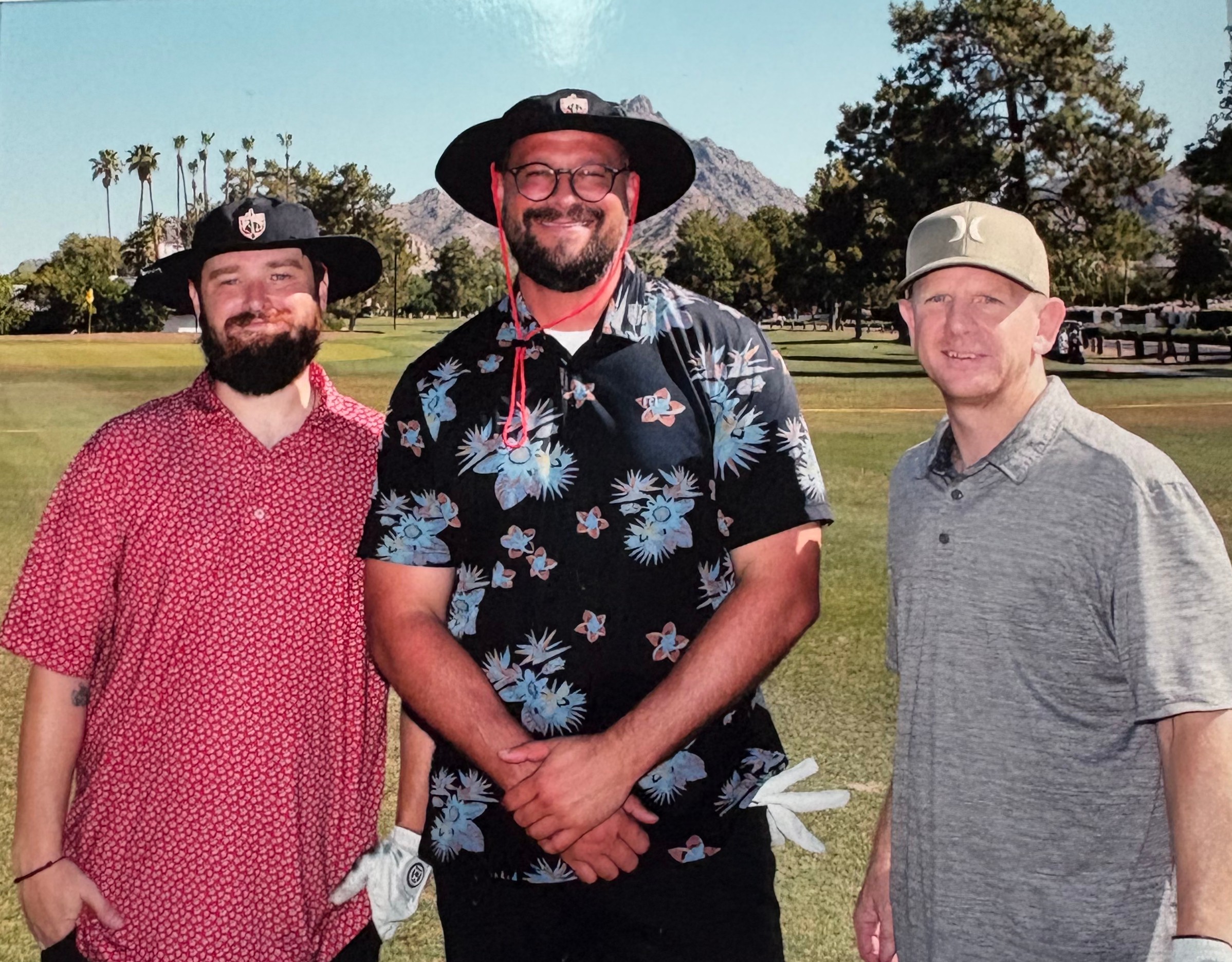 Dustin, Shaun, and Alan from Saguaro Medical Transport at the United Stroke Alliance Encompass Health Golf Invitational